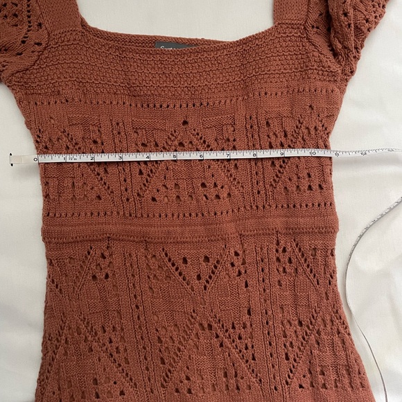 Sweet Lovely by Jen Copper Rust Crochet Short Sleeve Dress w/ Lining Size Small - Picture 13 of 14